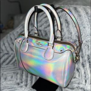 EUC - COACH MINI BENNETT IN IRIDESCENT/HOLOGRAM METALLIC LEATHER (F37597)